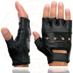 Milwaukee Leather SH216 Men’s Black Leather Gel Padded Palm Fingerless Motorcycle Hand Gloves W/ Breathable ‘Open Knuckle’ - Image 4