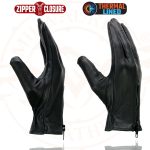 Milwaukee Leather SH226TH Men’s Black Thermal Lined Leather Motorcycle Hand Gloves W/ Wrist Zipper Closure - Image 2