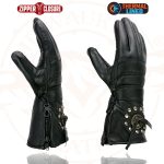 Milwaukee Leather Men’s Gauntlet Motorcycle Hand Gloves-Black Leather Thermal Lined with Conchos on Cuff- SH238 - Image 2