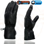 Milwaukee Leather Men’s Black Gauntlet Motorcycle Gloves-Black Soft Leather Waterproof Cinch Wrist Closure-SH293 - Image 5