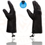 Milwaukee Leather SH294 Men’s Black Leather Waterproof Gauntlet Gloves with Stretch Knuckles - Image 2