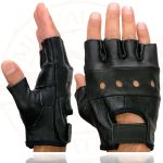 Milwaukee Leather SH355 Men’s Motorcycle Black Leather Fingerless Gloves with Gel Palm - Image 4