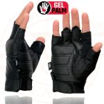 Milwaukee Leather SH462 Men’s Black Leather Gel Palm Fingerless Motorcycle Hand Gloves W/ Soft and Stylish ‘Knuckle Pads’ - Image 2
