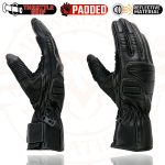 Milwaukee Leather SH607 Men’s Black Leather Gauntlet Padded Back Racing Motorcycle Hand Gloves W/ Reflective Piping. - Image 4