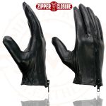 Milwaukee Leather SH722 Women’s Black Unlined Leather Lightweight Motorcycle Hand Gloves W/ Wrist Zipper Closure - Image 4