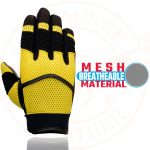 Milwaukee Leather SH791 Men’s Black Leather and Yellow Mesh Combo Racing Motorcycle Hand Gloves W/ Elasticized Fingers - Image 2