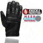 Milwaukee Leather SH802 Women’s Black Leather and Mesh Racing Motorcycle Gloves w/ Padded Fingers - Image 2