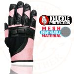 Milwaukee Leather SH802 Women’s Black and Pink Leather with Mesh Racing Gloves - Image 2