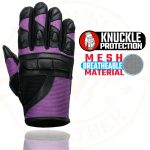 Milwaukee Leather SH802 Women’s Black and Purple Leather with Mesh Combo Racing Gloves - Image 2