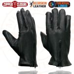 Milwaukee Leather SH866 Men’s Thermal Lined USA Deerskin Leather Black Motorcycle Gloves w/ Zipper Closure - Image 2