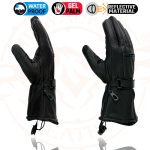 Milwaukee Leather Men’s Black Soft Leather Gauntlet Motorcycle Hand Gloves-Waterproof Gel Palm Reflective Piping SH873 - Image 4