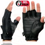 Milwaukee Leather SH877 Men’s Fingerless USA Deerskin Black Perforated Leather Motorcycle Gloves w/ Gel Palm - Image 2
