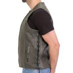 Hot Leathers VSM1041 Men’s Rub-Off Grey ‘Side Lace’ Club Leather Vest - Image 2