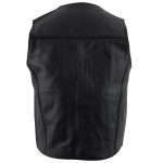 USA Leather 201 Men’s Black ‘Classy’ Leather Motorcycle Rider Vest with Snap Button Closure - Image 5