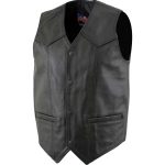 USA Leather 201 Men’s Black ‘Classy’ Leather Motorcycle Rider Vest with Snap Button Closure - Image 7