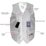USA Leather 201 Men’s Black ‘Classy’ Leather Motorcycle Rider Vest with Snap Button Closure - Image 2