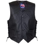 USA Leather 201L Men’s Black Classic Leather Side Lace Vest - Image 5