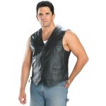 USA Leather 201L Men’s Black Classic Leather Side Lace Vest