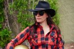 Hot Leathers FLL3002 Ladies Black and Salmon Long Sleeve Flannel - Image 4