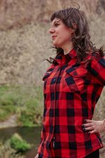 Hot Leathers FLL3002 Ladies Black and Salmon Long Sleeve Flannel - Image 8