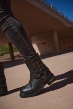 Milwaukee Leather MBL9399 Women’s 9-Inch Triple Buckle Black Leather Harness Biker Boots w/ Side Zipper - Image 2