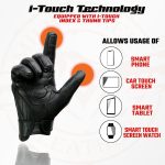 Milwaukee Leather MG7501 Men’s Black Leather i-Touch Screen Compatible Gel Palm Motorcycle Gloves W/ Protective Knuckle - Image 2
