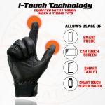 Milwaukee Leather MG7525 Men’s Black Leather i-Touch Screen Compatible Gel Palm Motorcycle Hand Gloves W/ Flex Knuckle - Image 2