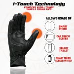 Milwaukee Leather MG7526 Men’s Black Leather i-Touch Screen Compatible Gel Palm Racer Motorcycle Gloves w/ Finger Protection - Image 2