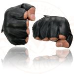 Milwaukee Leather MG7548 Men’s Black Leather Mesh Gel Palm Fingerless Reflective Motorcycle Gloves - Image 4