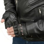 Milwaukee Leather SH216 Men’s Black Leather Gel Padded Palm Fingerless Motorcycle Hand Gloves W/ Breathable ‘Open Knuckle’ - Image 2