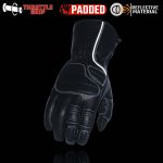 Milwaukee Leather SH607 Men’s Black Leather Gauntlet Padded Back Racing Motorcycle Hand Gloves W/ Reflective Piping. - Image 2