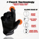 Milwaukee Leather MG7599 Men’s Black Leather Motorcycle Gloves w/ i-Touch Screen and Led Finger Light - Image 4