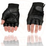 Milwaukee Leather SH217 Men’s Black Leather Gel Padded Palm Fingerless Motorcycle Hand Gloves W/ Breathable ‘Mesh Material’ - Image 4