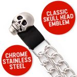 Milwaukee Leather Skull Head Medallion Vest Extender – Double Chrome Chains Genuine Leather 6.5″ Extension 4-PCS MLA6019SET - Image 2