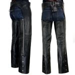 Milwaukee Leather LKM5723 Classic Black Leather Unisex Motorcycle Riding Biker Chaps for Men and Women - Image 2