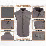 Milwaukee Leather DM4004 Men’s Grey Lightweight Denim Shirt with Sleeveless Frayed Cut Off - Image 2