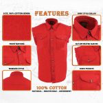 Milwaukee Leather DM4007 Men’s Red Lightweight Denim Shirt with Frayed Cut Off Sleeveless - Image 2