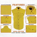 Milwaukee Leather DM4008 Men’s Yellow Lightweight Denim Shirt with with Frayed Cut Off Sleeveless Look - Image 2