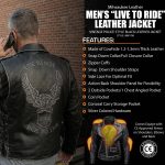 Milwaukee Leather Men’s Live to Ride Classic Black Premium Leather CE Armored Motorcycle Jacket – Side Lace – LKM1706 - Image 2