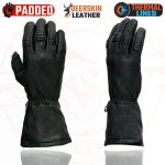 Milwaukee Leather G039 Men’s Black Gauntlet Motorcycle Deerskin Long Cuff Thermal Lined Gloves - Image 4