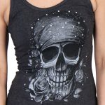 Hot Leathers GLC2378 Skull Bandana Tank Top Shirt with Rhinestones in Heather Charcoal Color - Image 4
