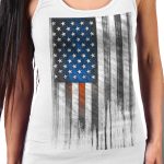 Hot Leathers GLC2482 Heartbeat Flag Ladies White Tank Top Shirt - Image 2
