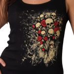 Hot Leathers GLF2028 ‘Skull Bouquet’ Ladies Boy Beater Black Tank Top Shirt - Image 4