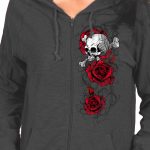 Hot Leathers GLZ4525 Ladies Skull Roses Dark Gray Hooded Sweatshirt - Image 4