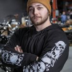 Milwaukee Leather Men’s Bare Bones Black Reflective Skull CE Armored Riding Hoodie, Shoulder & Elbow Armor – MPM1797 - Image 2