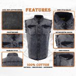 Milwaukee Leather MDM11678 Men’s Classic Grey Button-Down Cut Off Frayed Sleeveless Casual Shirt - Image 2