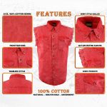 Milwaukee Leather MDM11681 Men’s Classic Red Button-Down Cut Off Frayed Sleeveless Casual Shirt - Image 2