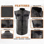 Milwaukee Leather MDM11683 Men’s Classic Beige/Black Button-Down Cut Off Frayed Sleeveless Casual Shirt - Image 2