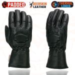 Milwaukee Leather MG7534 Men’s Black Deerskin Gauntlet Motorcycle Gloves w/ Wrist Strap & Cinch Closure - Image 4