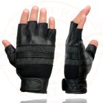 Milwaukee Leather MG7548 Men’s Black Leather Mesh Gel Palm Fingerless Reflective Motorcycle Gloves - Image 6